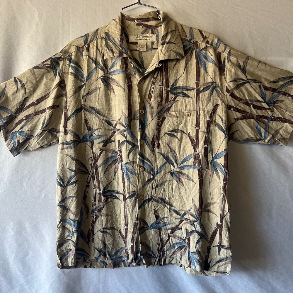 Island Republic Men's Bamboo Haven Hawaiian Short Sleeve Button Down Shirt (M)